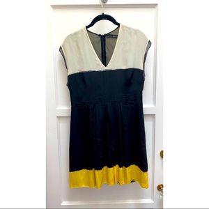 Color block silk mini dress